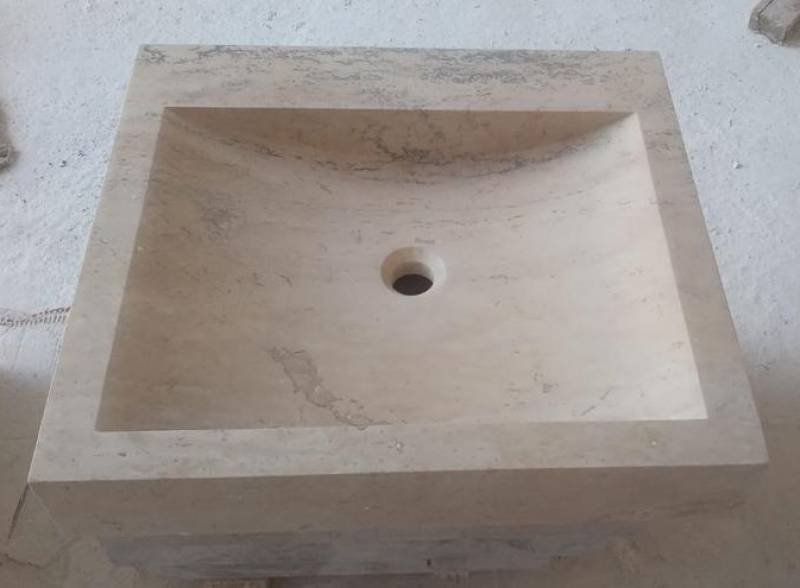 Evier / vasque en Travertin pierre naturelle massive