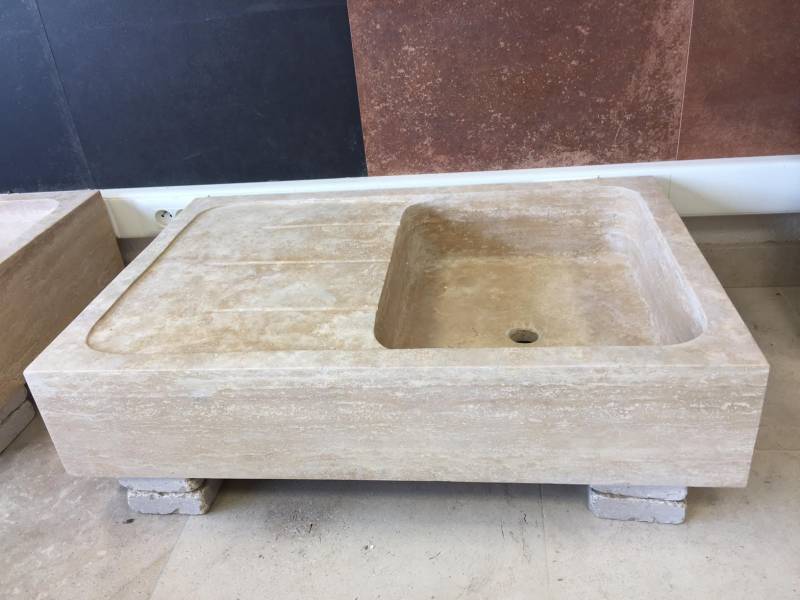 Vente évier en pierre naturelle TRAVERTIN beige pas cher à NICE, BORDEAUX