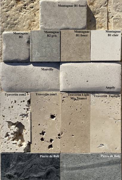 Plusieurs types de pierres naturelles pour comparaison esthétique