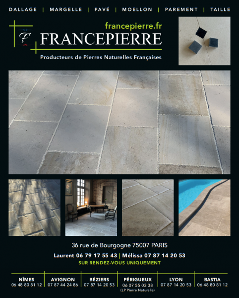 Margelle et plage de piscine en Pierre de Montagnac et Sainte-Croix pour dallage intérieur et extérieur en pierre du Périgord