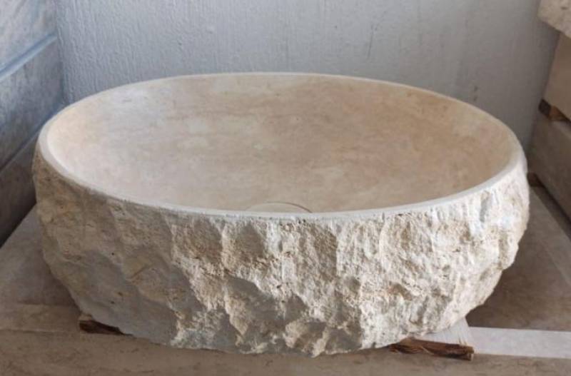 Evier en Travertin pierre naturelle massive