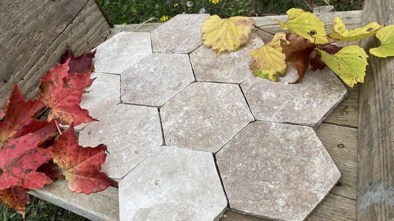 Tomette en Travertin pierre naturelle pour sol et mur, livraison Bordeaux et partout en France